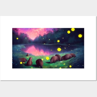 capybara Aurora Posters and Art